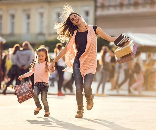 Mother and daughter shopping